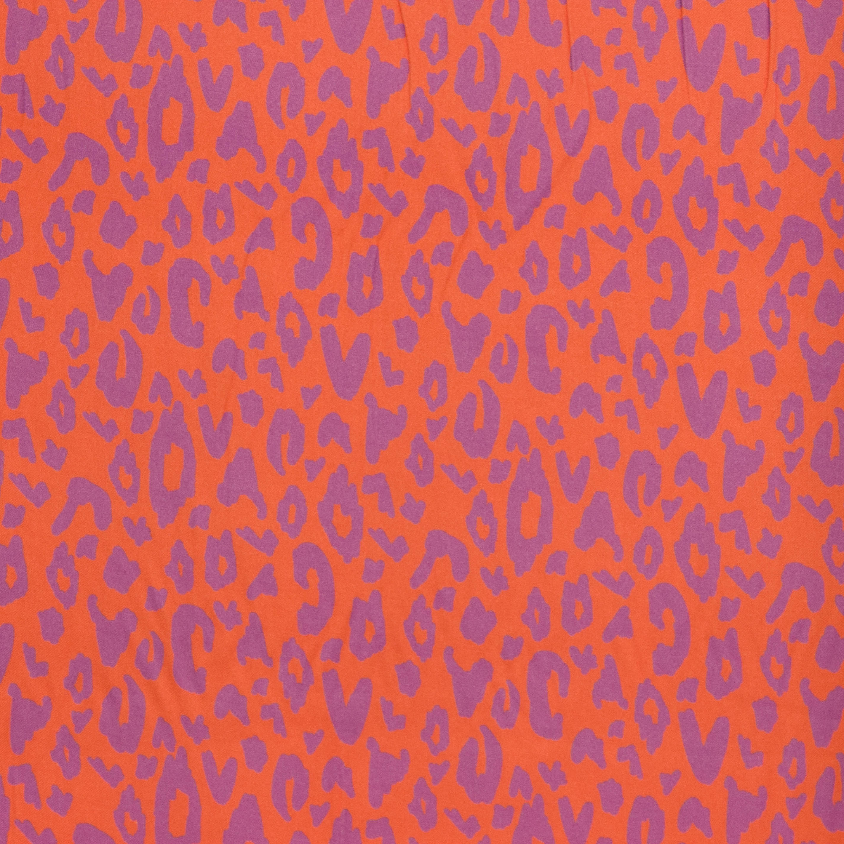 Viscose oranje met paarse panterprint